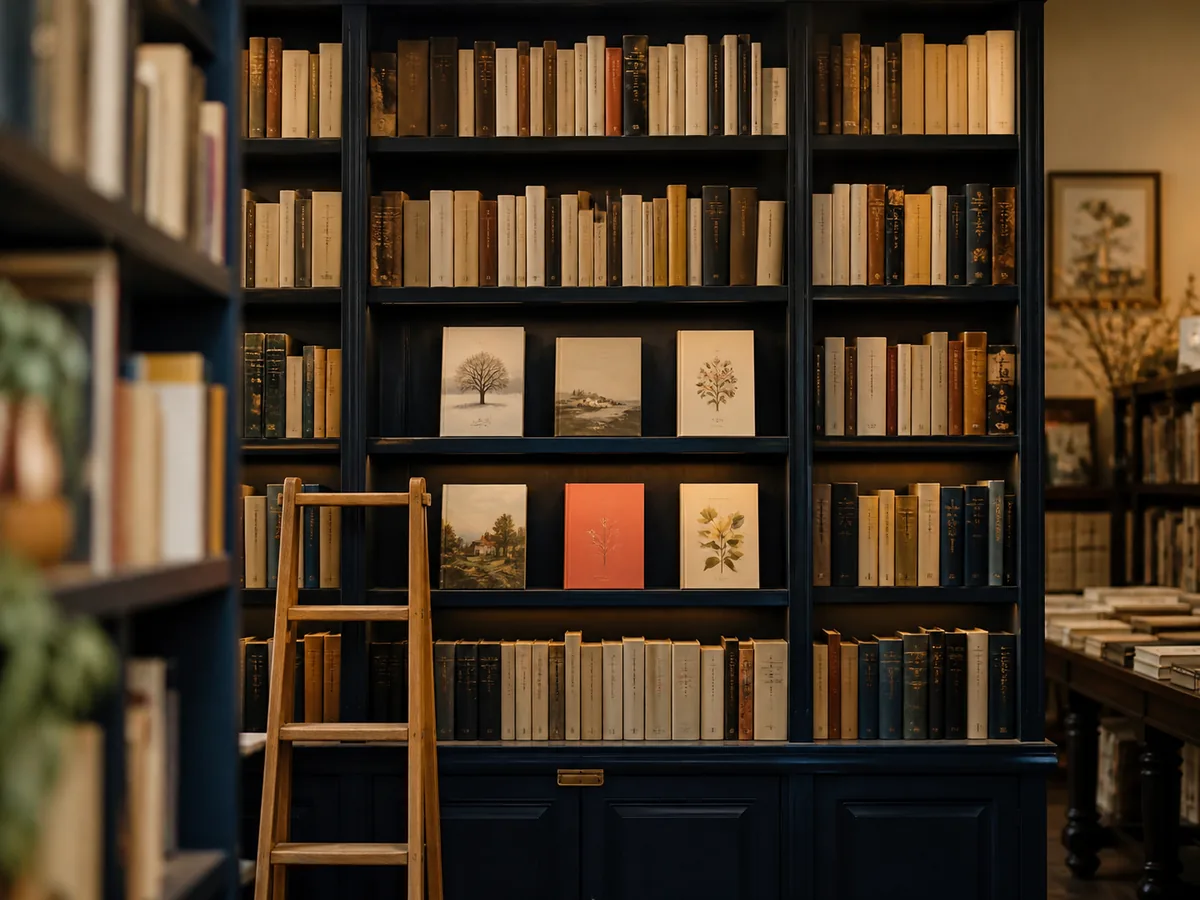 Rayon littérature de la librairie, romans alignés sur les étagères